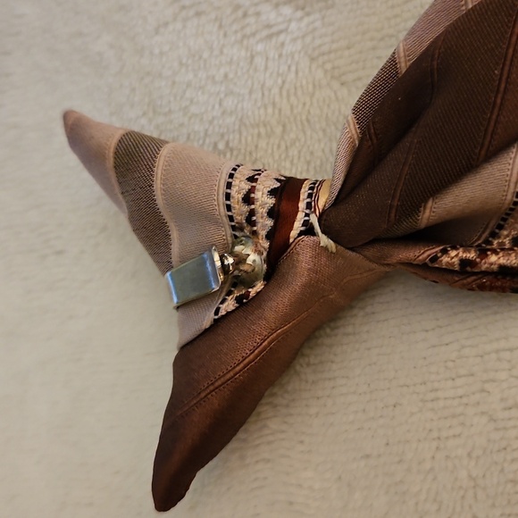 Vtg JOSKE'S 1980s Brown Striped Slim Clip-on Tie - Picture 5 of 8
